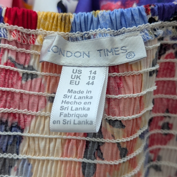 NWT Plus Size Floral Maxi Dress London Times Size 14 Cotton - Picture 4 of 7